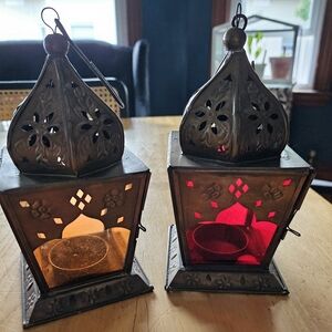 Set of 2 hanging votive lanterns